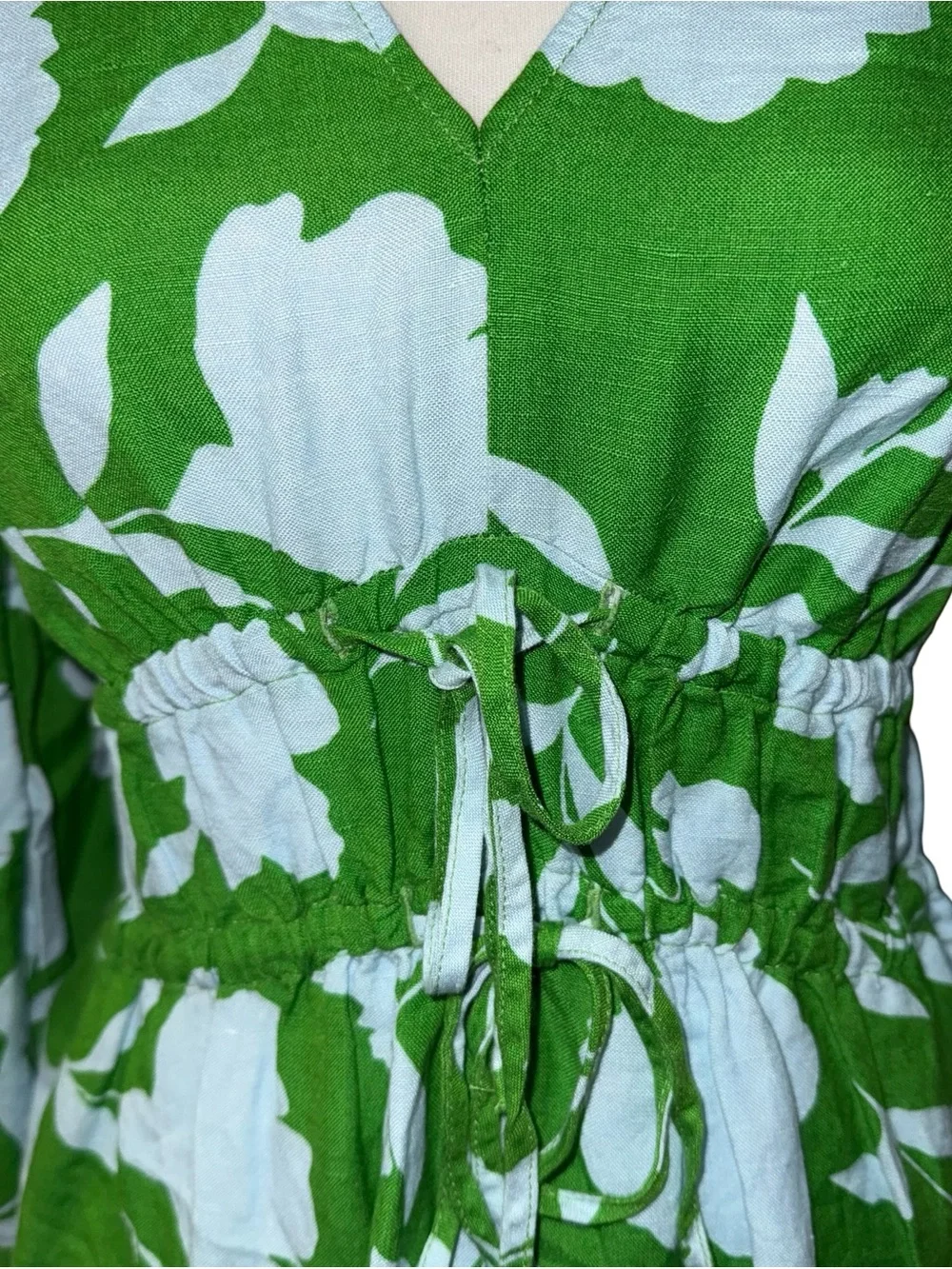 NWT Kate Spade x Target Classic Rose Linen Long Sleeve Maxi Dress Green Blue XS